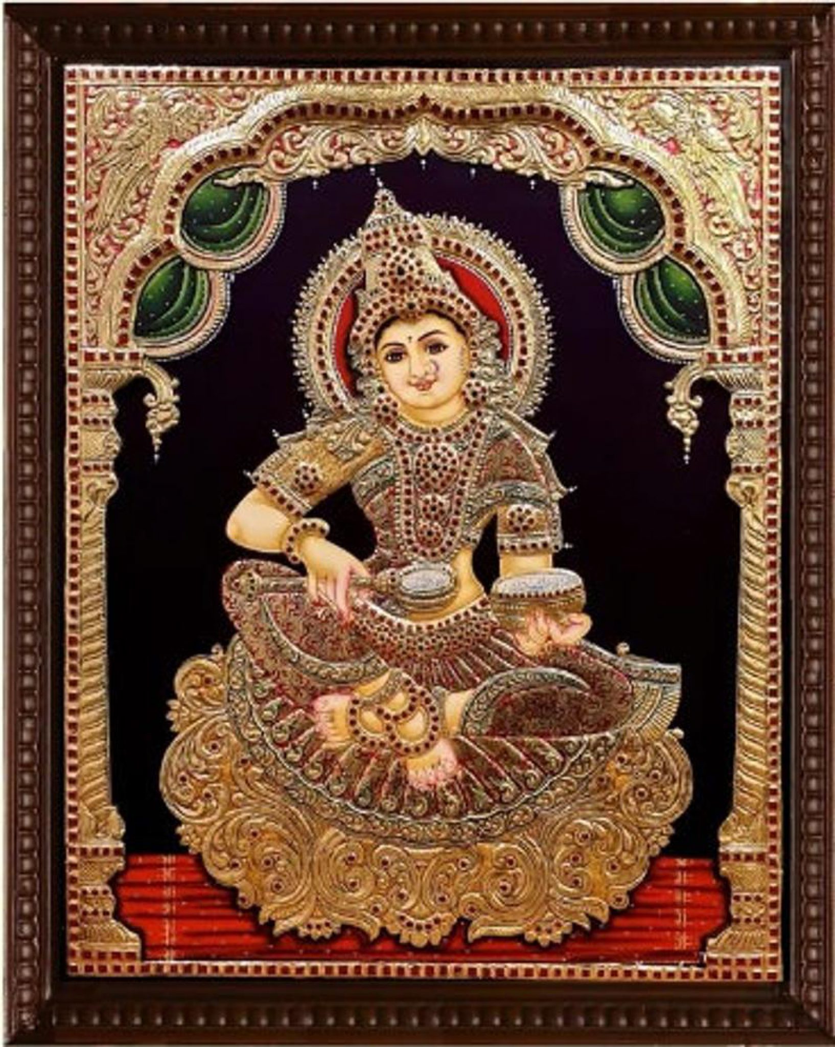 ANNAPOORANI RED TANJORE PAINTING WITH FRAME – SoulSpaze