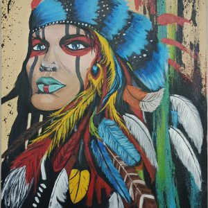 Native American Indian Beauty Handpainted Painting on Canvas With Frame (61cm X 46cm)