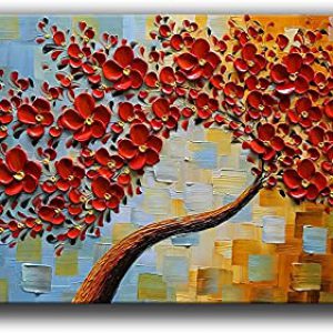 Hand-Painted Modern Canvas Art Textured Oil Painting 3D Flowers Paintings Without Frame