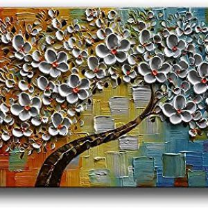 Hand-Painted Modern Canvas Art Textured Painting 3D Flowers Paintings Without Frame