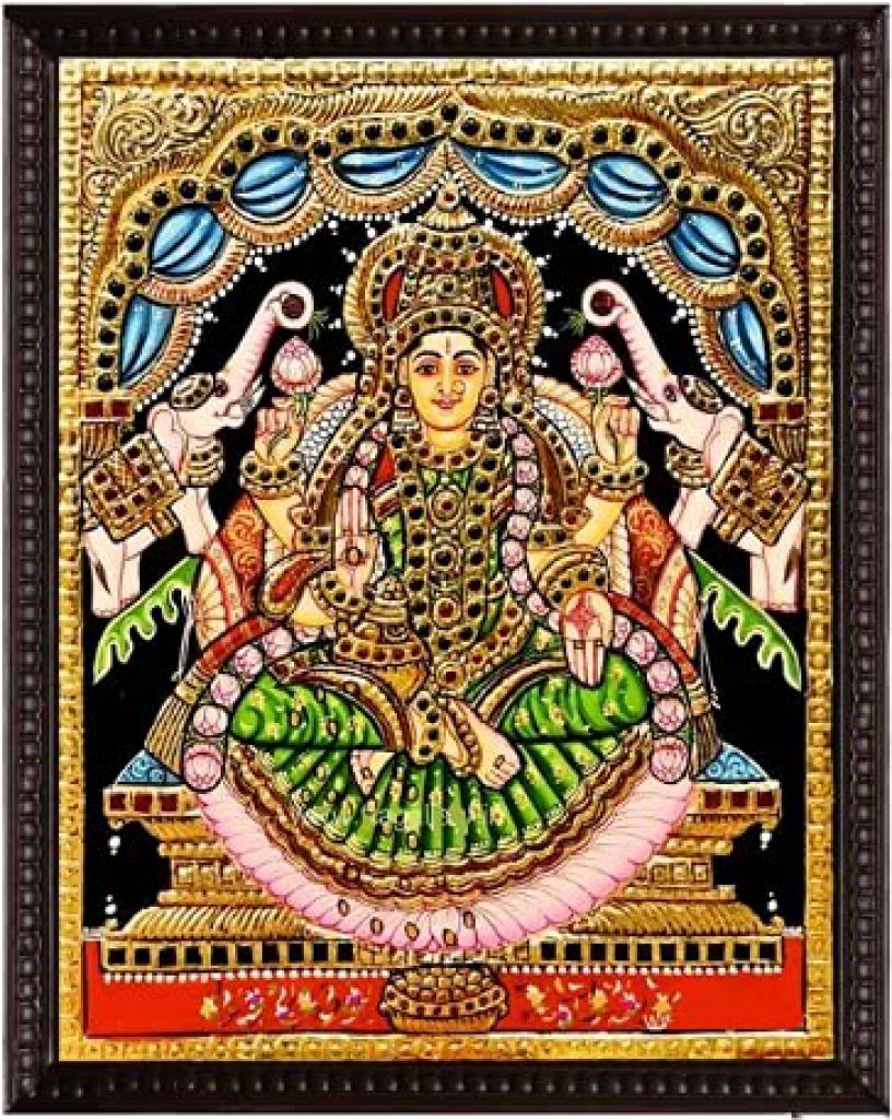 Gajalakshmi Traditional B Tanjore Painting With Frame – SoulSpaze