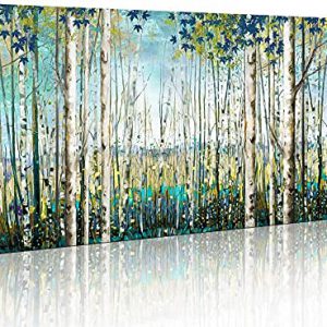 White Birch Forest Canvas Painting Nature Plant Picture Wildlife Trees Painting (Without Frame)