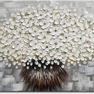 Hand-Painted 3D Modern Flower Oil Painting on Canvas Without Frame