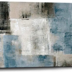 Colorful Hand-Painted Blue Abstract Canvas Art Oil Painting Without Frame