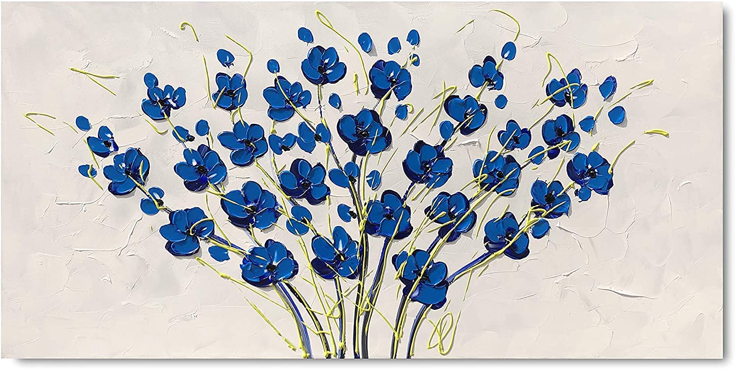 Hand Painted Blue Flower 1