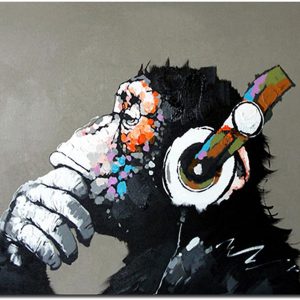 Pop Art Cool Ape Hand Painted Oil Painting on Canvas (Without Frame)