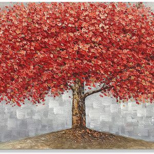 Large Red Tree Painting Hand Painted On Canvas (Without Painting)
