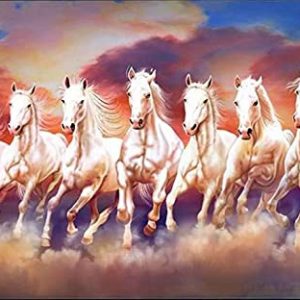 Lucky Running Horses Painting Hand-Painted Vastu Wall Art Decoration (Without Frame)