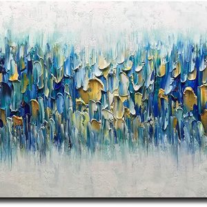 Teal Blue Rhapsody Oil Painting Hand Painted On Canvas (Without Frame)