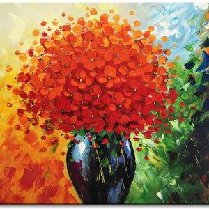 Modern Red Flower Painting Handmade Oil Painting On Canvas (Without Frame)