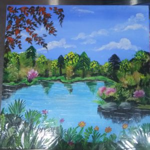 Nature Handpainted Canvas Painting Stretched On Hardboard 30cm X 30cm