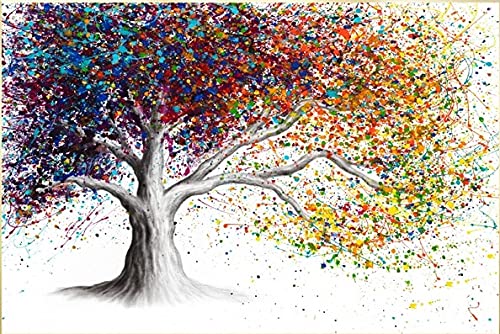 Koncentration Umeki skille sig ud Print On Canvas Painting Beautiful Tree With Colorful Leaf Painting (With  Frame) - SoulSpaze