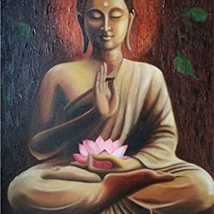 Buddha Meditation Canvas Art Handpainted Painting (Without Frame)