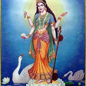 Devi Saraswati Canvas Painting Handpainted on Canvas A (Without Frame)