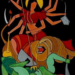 Devi Shakti Canvas Painting Handpainted (Without Frame)