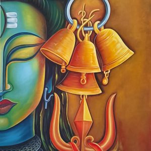 Lord Shiva Omkara Painting Handpainted on Canvas Unframed