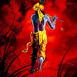 Krishna in the Forest Painting Handpainted on Canvas (Without Frame)