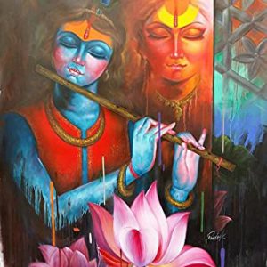 Krishna Jee Canvas Art Painting Handpainted (Without Frame)