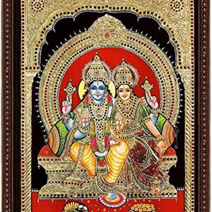Lakshmi Narayan A Tanjore Painting With Frame