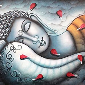 Lord Buddha Sleeping Painting Handpainted on Canvas (Without Frame)