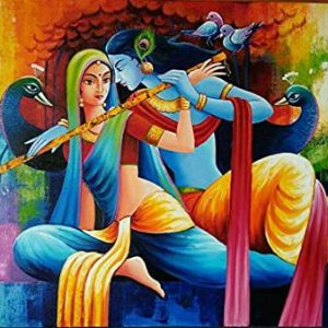 Radha Krishna Canvas Art Painting Handpainted on Canvas (Without Frame)