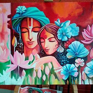 Radha Krishna Canvas Art Painting Handpainted Masterpiece