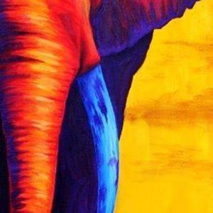 Red Gajraj Oil Painting Handpainted on Canvas (Without Frame)