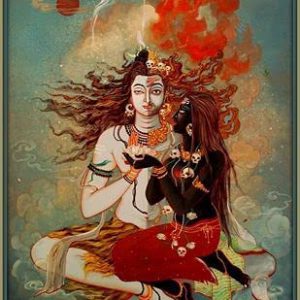 Sacred Shiva Shakti Painting Handpainted on Canvas (Without Frame)
