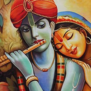 The Divine Radha Krishna Oil Painting Handpainted on Canvas (Without Frame)