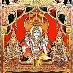 Vishnu Lakshmi Tanjore Painting With Frame