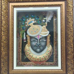 3D Krishna Tanjore Wall Art Painting With Frame