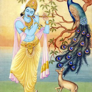Krishna Flute Canvas Art Hand Painted Painting On Canvas No Frame