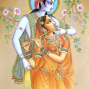 Hand-Painted Radha Krishna Painting On Canvas No Frame