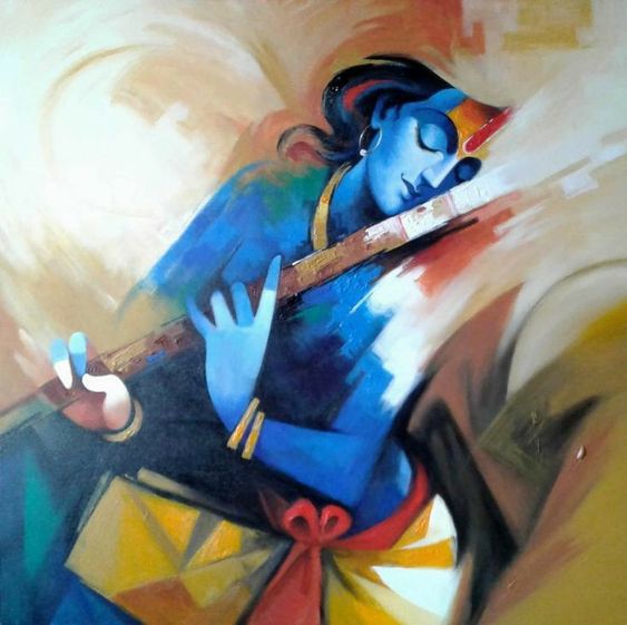 Krishna Hand Painted Painting On Canvas C