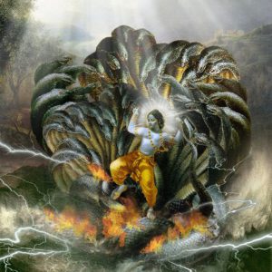 Krishna Sheshnaag Canvas Art Hand Painted Painting Masterpiece