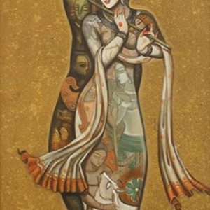 Radha Krishna Dancing Art Hand Painted Painting On Canvas No Frame