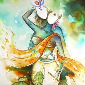 Radha Krishna Canvas Art Hand Painted Painting No Frame