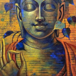 Tranquil Buddha Meditation Hand-Painted Painting