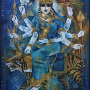 Goddess Durga Canvas Art Hand Painted Painting Masterpiece