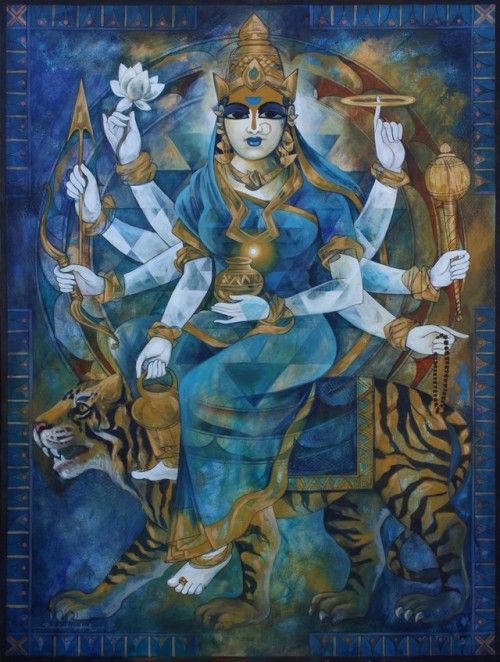 Devi Durga A Hand Painted Painting