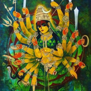 Devi Durga canvas art Hand Painted Painting On Canvas Without Frame