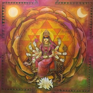 Divine Durga Canvas Art Hand Painted Painting