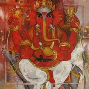 Hand-Painted Lord Ganesha Painting On Canvas Without Frame