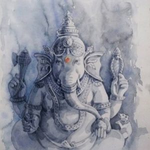 Lord Ganesha Canvas Art Hand Painted Painting On Canvas Without Frame