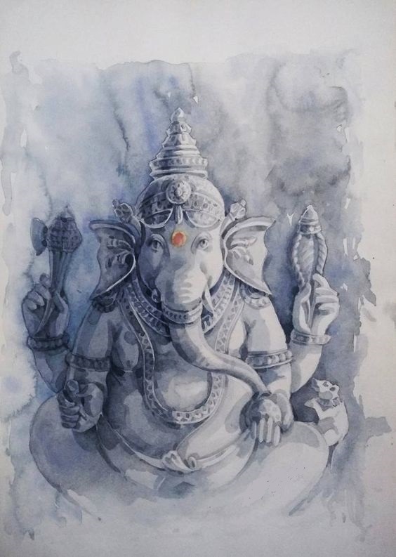 Lord Ganesha K Hand Painted Painting