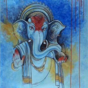 Sacred Lord Ganesha Hand-Painted Painting Canvas Masterpiece