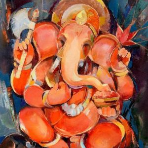 Lord Ganesha Canvas Painting Hand Painted Artwork