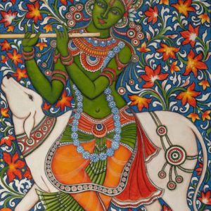 Krishna Flute Playing Hand-Painted Painting Canvas Masterpiece