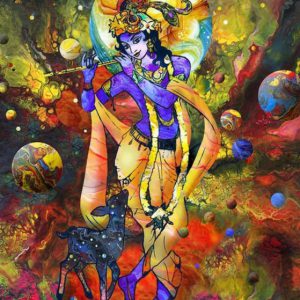 Krishna Star Deer Universe Hand Painted Painting Masterpiece