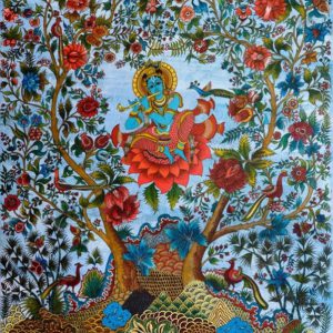 Krishna Birds Tree Art Hand Painted Painting On Canvas No Frame